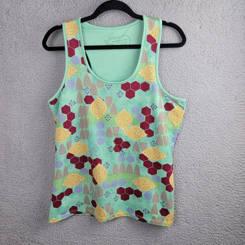 Brisas Bra Tank Top Womens XL Green Racerback Stretch Activewear